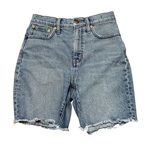Madewell Women’s Sz 26 High-Rise Mid-Length Jean Shorts Raw Hem Casual Denim